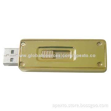 Gold Metal USB Flash Drives, Customized Packaging Types/Logos Accepted, 256MB to 32GB